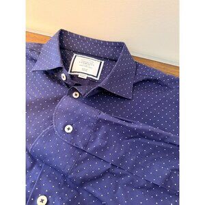 Charles Tyrwhitt Slim Fit Non Iron Blue & White Dotted Dress Shirt Mens 16.5/33